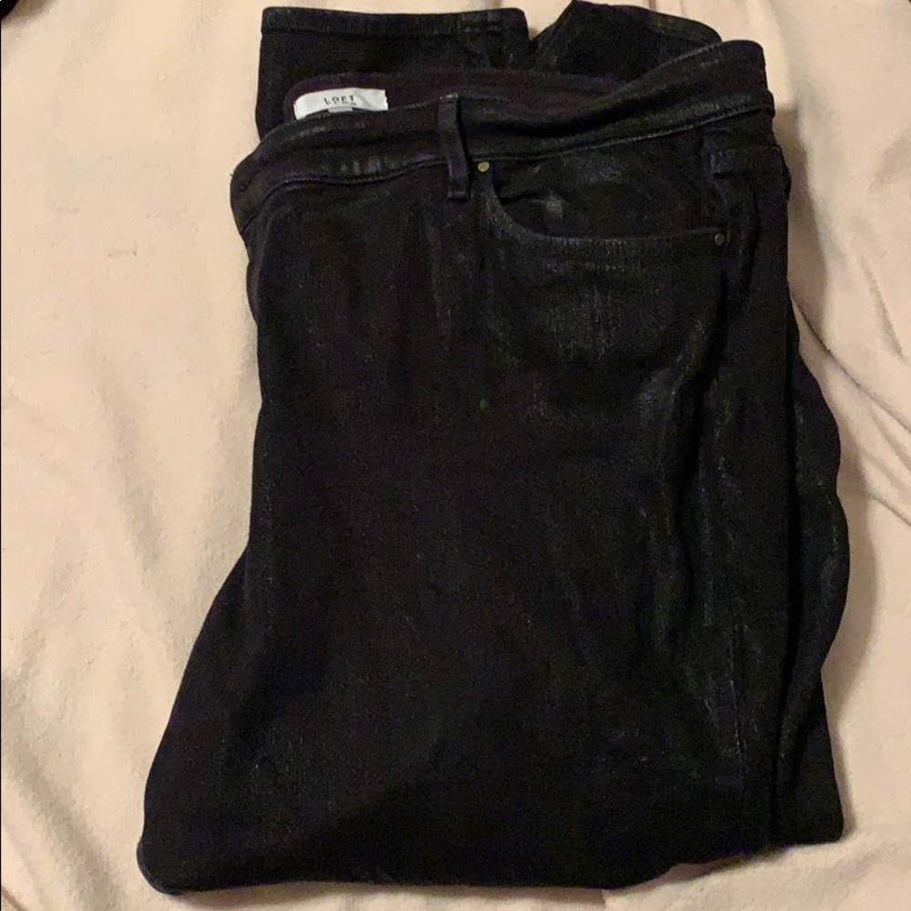 Loft size 24 Plus Metallic Coated Black Denim.